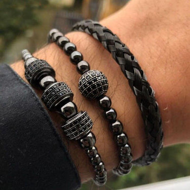 Luxe 3-Piece Stainless Steel & CZ Bracelet Set